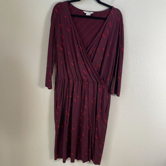 Boden Womens 12L Cressida Faux Wrap Dress 3/4 Sleeve Stretch V Neck Knee Length - Picture 8 of 10